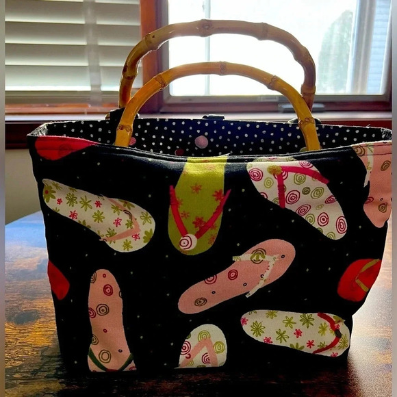 Tasselled Totes | ladies shoe print handbag​ - Picture 1 of 12